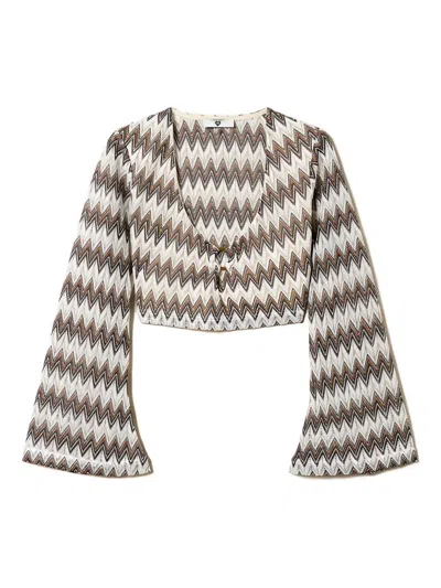 Twinset Chevron Bell-sleeve Top In Multi