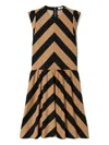 Twinset Chevron-print Midi Dress In Burgundy