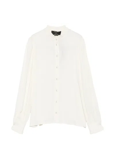 Twinset Chevron-pattern Ruffled-collar Shirt In White