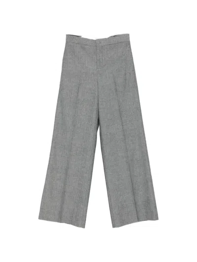 Twinset Chevron-pattern Wide-leg Trousers In Gray