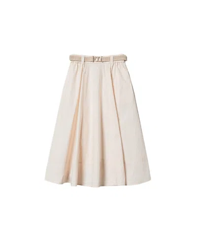 Twinset Chic Long Midi Skirt With Removable Belt In Neutral
