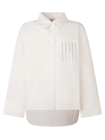 Twinset Twin-set Chic Pocket Detail Mini Shirt In Off White