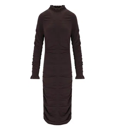 Twinset Chocolate Knitted Midi Dress In Brown