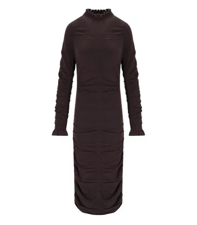 TWINSET CHOCOLATE KNITTED MIDI DRESS