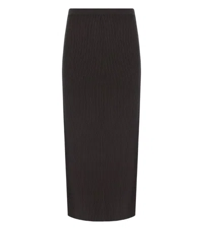 Twinset Chocolate Knitted Midi Skirt In Brown