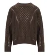 Twinset Chocolate Perforated Crewneck Sweater In Blue