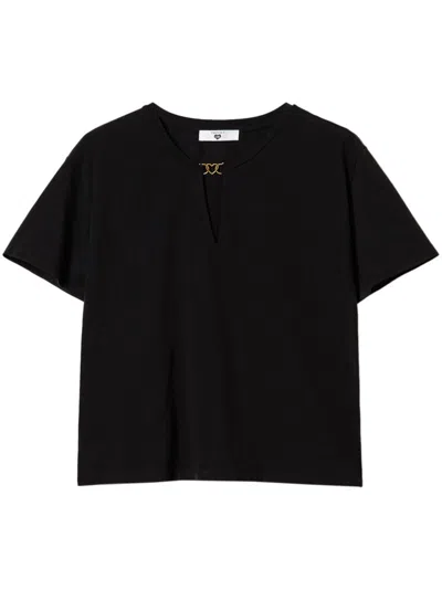 Twinset Clasp-fastening T-shirt In Black