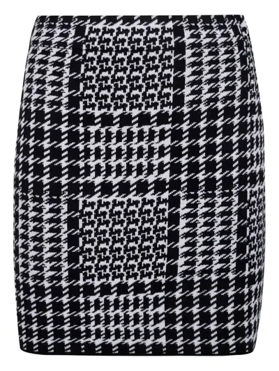 TWINSET CLASSIC CHECK MINI SKIRT,252TT3041 12907 SNOW BLACK