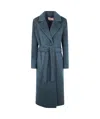 Twinset Belted Double-breasted Coat In Green