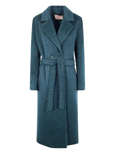 Twinset Classic Coat In Blue