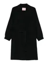 Twinset Belted Lapel Coat In Black