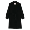 Twinset Belted Lapel Coat In Black