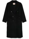 Twinset Double-breasted Coat In Black  