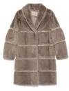 Twinset Faux-shearling Coat In Brown