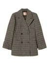 Twinset Herringbone Double-breasted Coat In Brown