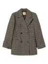 Twinset Double-breasted Checkered Coat With Notched Lapel In Green
