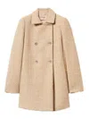 Twinset Bouclé Coat With Sequins In Neutral