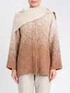 Twinset Gradient Design Coat With Draped Collar In Brown