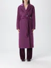 Twinset Belted Double-breasted Coat In Purple