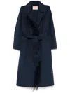 Twinset Double-layer Wool Blend Coat With Feathers