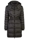 Twinset Hooded Belted Puffer Coat In Black