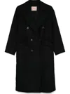 Twinset Double-breasted Coat In Black