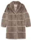 Twinset Faux-shearling Coat In Beige
