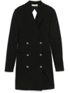 Twinset Twin-set Black Double-breasted Thigh-length Coat In Black