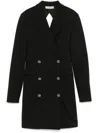 Twinset Twin-set Black Double-breasted Thigh-length Coat In Black