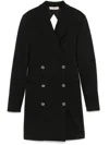 Twinset Twin-set Black Double-breasted Thigh-length Coat In Black