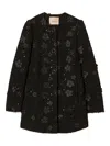 Twinset Flower-sequin Embellished Coat In Black