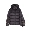 Twinset Embroidered-sleeve Padded Jacket In Black