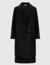 Twinset Double-breasted Faux-fur Coat In Black