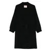 Twinset Belted Lapel Coat In Black