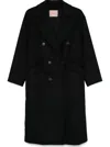 Twinset Double-breasted Coat In Black
