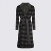 Twinset Black And Grey Wool Coat In Black