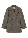 Twinset Herringbone Double-breasted Coat In Gray