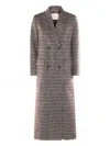 Twinset Herringbone Double-breasted Coat In Gray