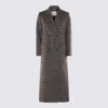 Twinset Herringbone Double-breasted Coat In Gray