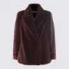 Twinset Violet Double-breasted Coat With Peak Revers In Ecofur Woman In Brown