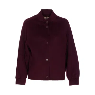 Twinset Snap-button Crew-neck Jacket In Purple