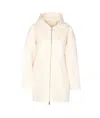 Twinset Hooded Zip-up Coat In White