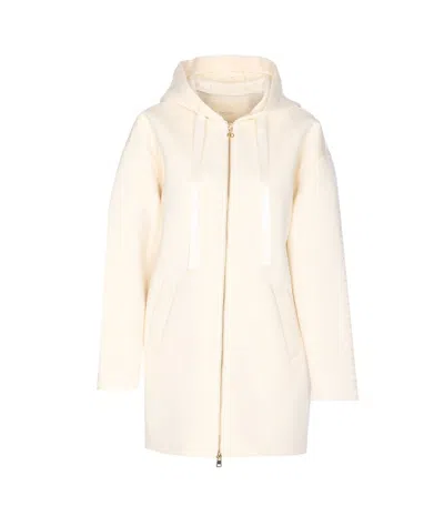 Twinset Hooded Zip-up Coat In Neutral