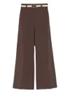 Twinset Twin-set Wide-leg Trousers With Detachable Belt In Brown