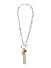 Twinset Metallic Chain-link Necklace With Tassel With Charms In Brass Woman In Metallic