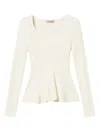 Twinset Collection Of Textured Knit Sweaters With Ribbed Accents In White