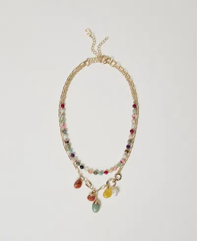 Twinset Collier Multirang Avec Pierres Et Charms In Gold