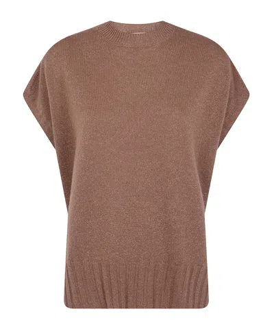 Twinset Color-block Knit Sweater In Brown