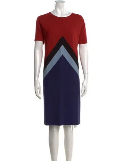 Pre-owned Twinset Colorblock Pattern Knee-length Dress In Blue