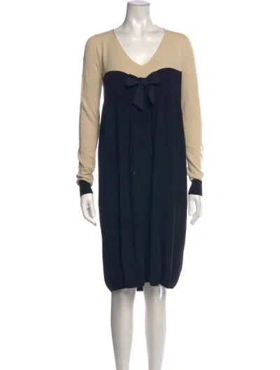 Pre-owned Twinset Colorblock Pattern Midi Length Dress In Black